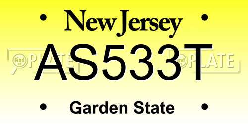 AS533T New Jersey License Plate
