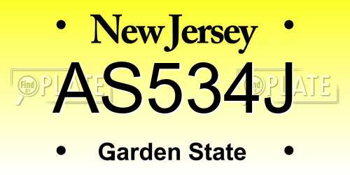 AS534J New Jersey License Plate