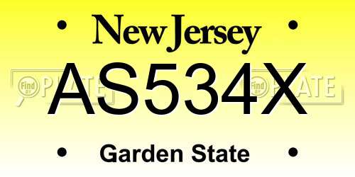AS534X New Jersey License Plate