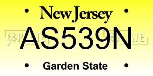 AS539N New Jersey License Plate