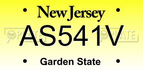 AS541V New Jersey License Plate