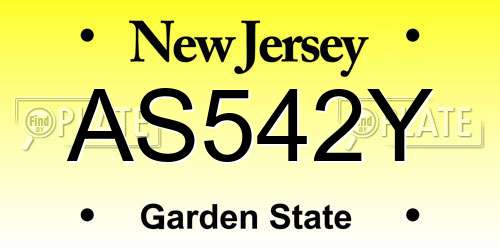 AS542Y New Jersey License Plate