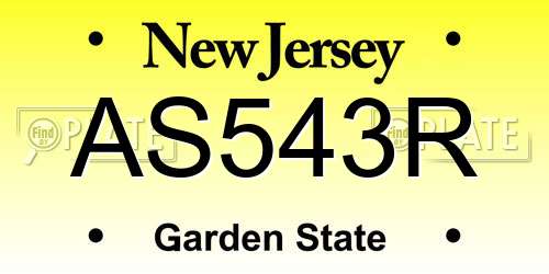 AS543R New Jersey License Plate