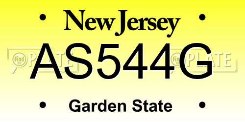 AS544G New Jersey License Plate