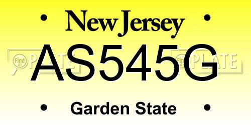 AS545G New Jersey License Plate