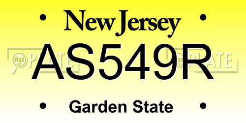 AS549R New Jersey License Plate