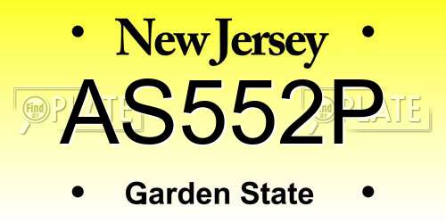 AS552P New Jersey License Plate