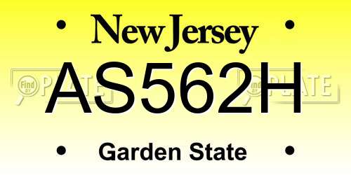 AS562H New Jersey License Plate