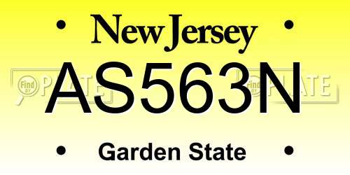 AS563N New Jersey License Plate