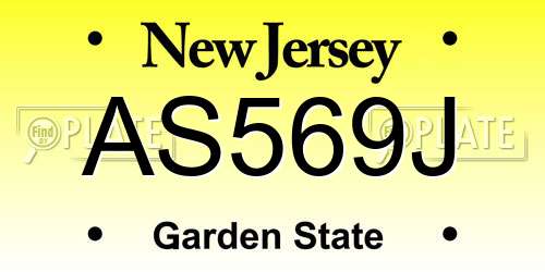 AS569J New Jersey License Plate