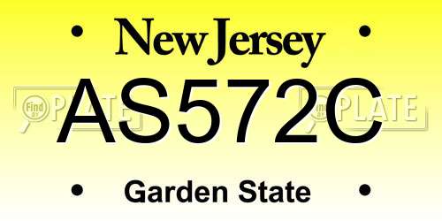 AS572C New Jersey License Plate