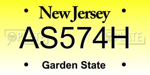 AS574H New Jersey License Plate