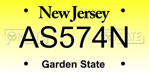 AS574N New Jersey License Plate