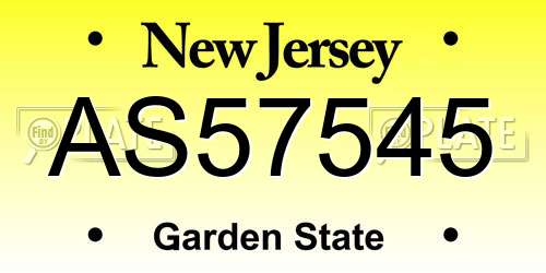 AS57545 New Jersey License Plate