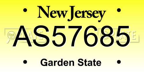 AS57685 New Jersey License Plate