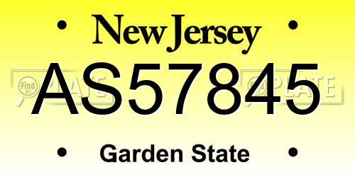 AS57845 New Jersey License Plate