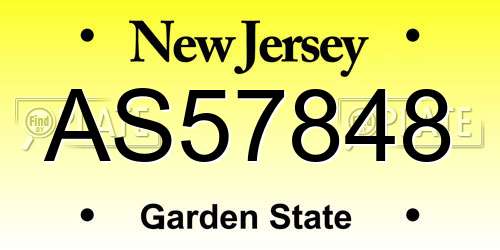 AS57848 New Jersey License Plate