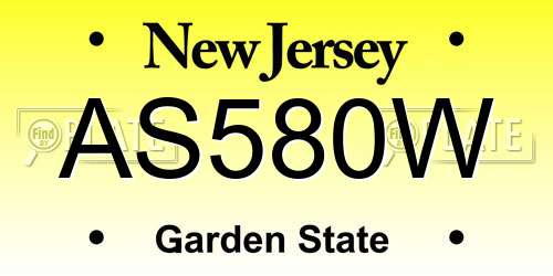 AS580W New Jersey License Plate