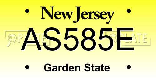 AS585E New Jersey License Plate