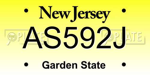 AS592J New Jersey License Plate