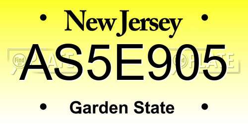 AS5E905 New Jersey License Plate