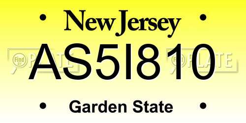AS5I810 New Jersey License Plate
