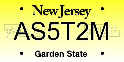 AS5T2M New Jersey License Plate