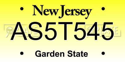 AS5T545 New Jersey License Plate