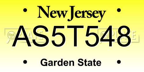 AS5T548 New Jersey License Plate