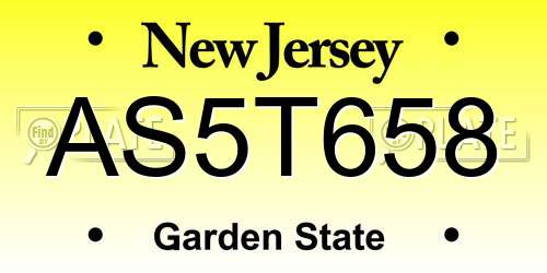 AS5T658 New Jersey License Plate