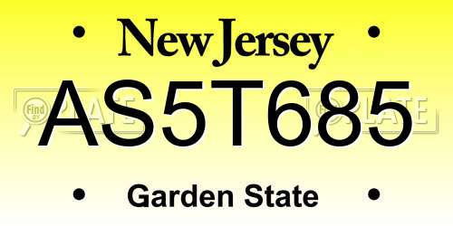 AS5T685 New Jersey License Plate