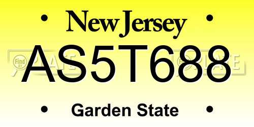 AS5T688 New Jersey License Plate