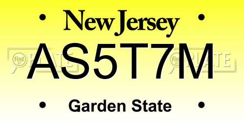 AS5T7M New Jersey License Plate