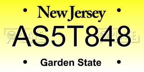 AS5T848 New Jersey License Plate