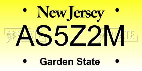 AS5Z2M New Jersey License Plate