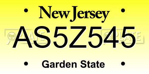AS5Z545 New Jersey License Plate