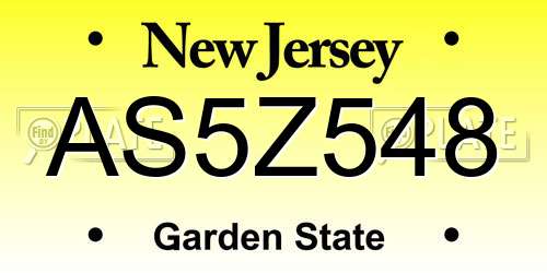 AS5Z548 New Jersey License Plate