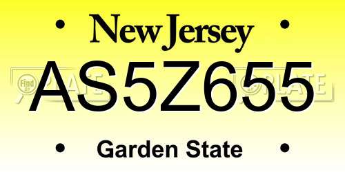AS5Z655 New Jersey License Plate