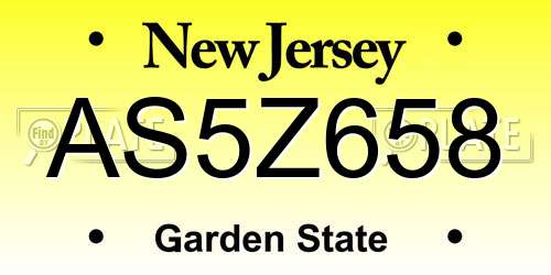 AS5Z658 New Jersey License Plate