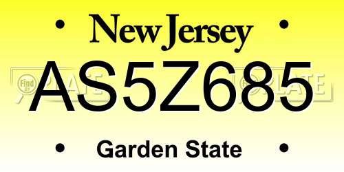 AS5Z685 New Jersey License Plate
