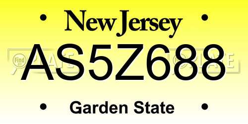 AS5Z688 New Jersey License Plate