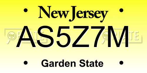 AS5Z7M New Jersey License Plate