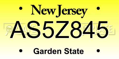 AS5Z845 New Jersey License Plate