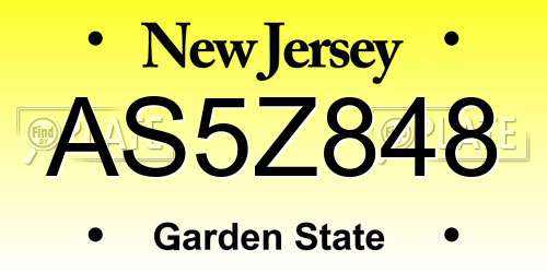 AS5Z848 New Jersey License Plate