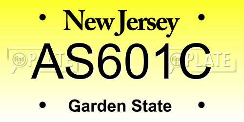 AS601C New Jersey License Plate