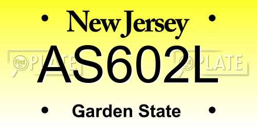 AS602L New Jersey License Plate