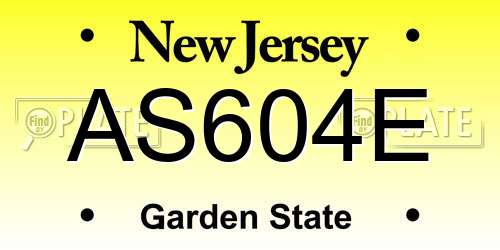 AS604E New Jersey License Plate