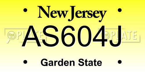 AS604J New Jersey License Plate