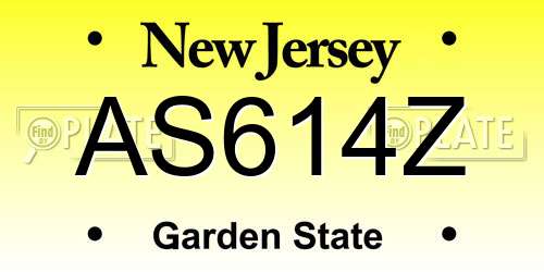 AS614Z New Jersey License Plate