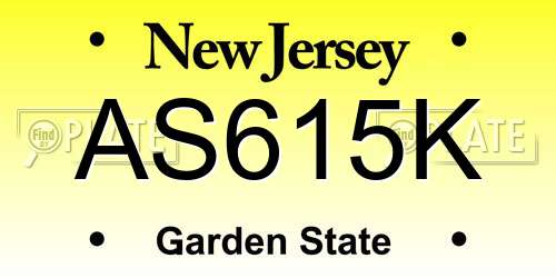 AS615K New Jersey License Plate